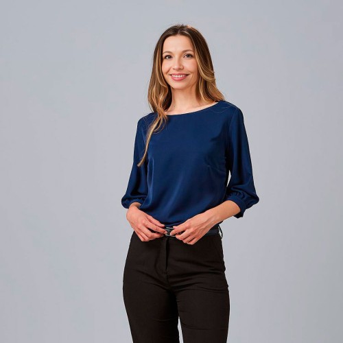 Camisa de trabajo mujer manga rizada Garys 240006 marino