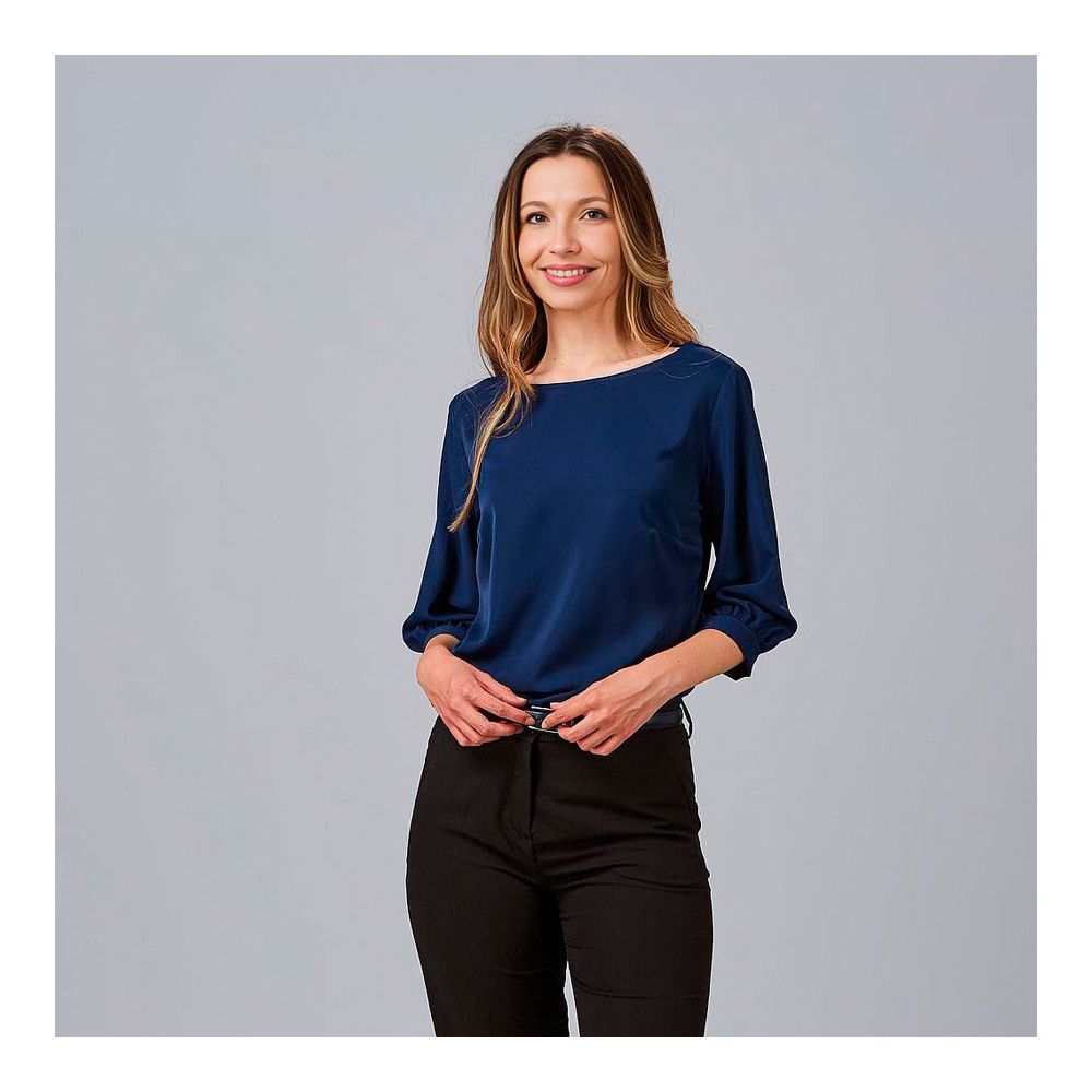 Camisa de trabajo mujer manga rizada Garys 240006 marino
