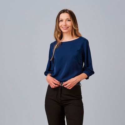 Camisa de trabajo mujer manga rizada Garys 240006 marino