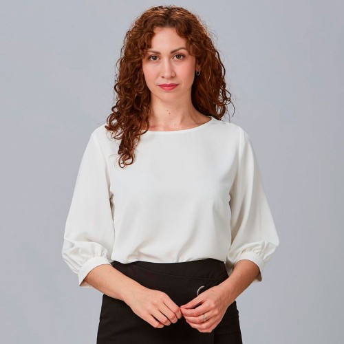 Camisa de trabajo mujer manga rizada Garys 240006 blanco