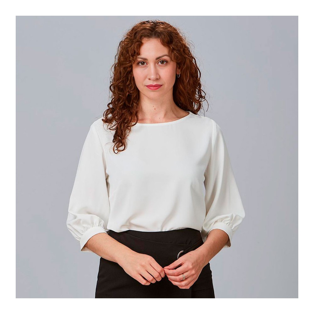 Camisa de trabajo mujer manga rizada Garys 240006 blanco