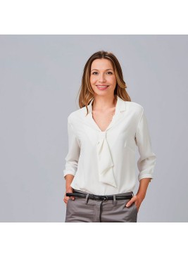 Camisa de trabajo mujer manga rizada Garys 260019 blanco