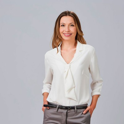 Camisa de trabajo mujer manga rizada Garys 260019 blanco