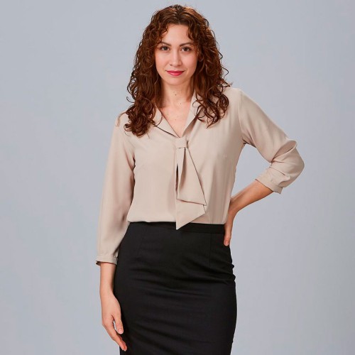 Camisa de trabajo mujer manga rizada Garys 260019 beige