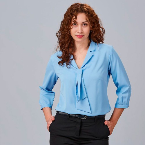 Camisa de trabajo mujer manga rizada Garys 260019 celeste