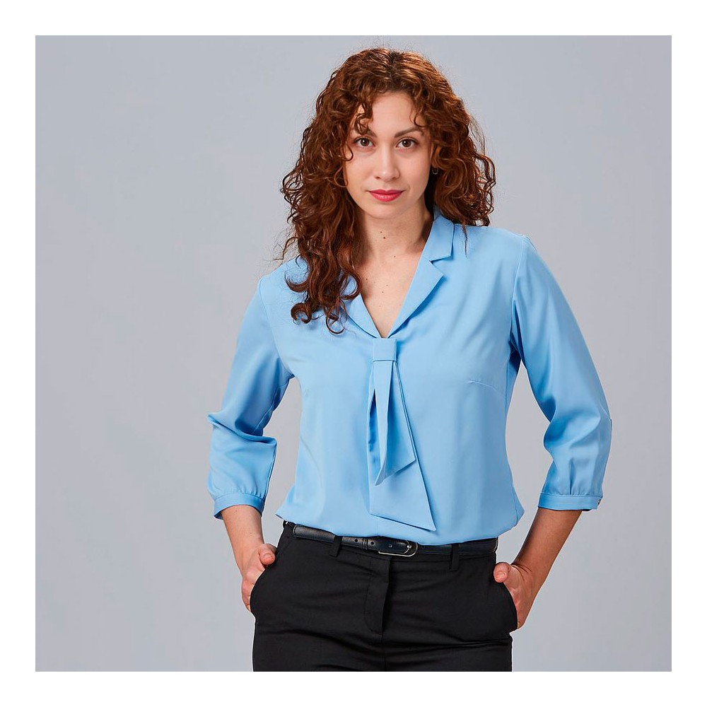Camisa de trabajo mujer manga rizada Garys 260019 celeste