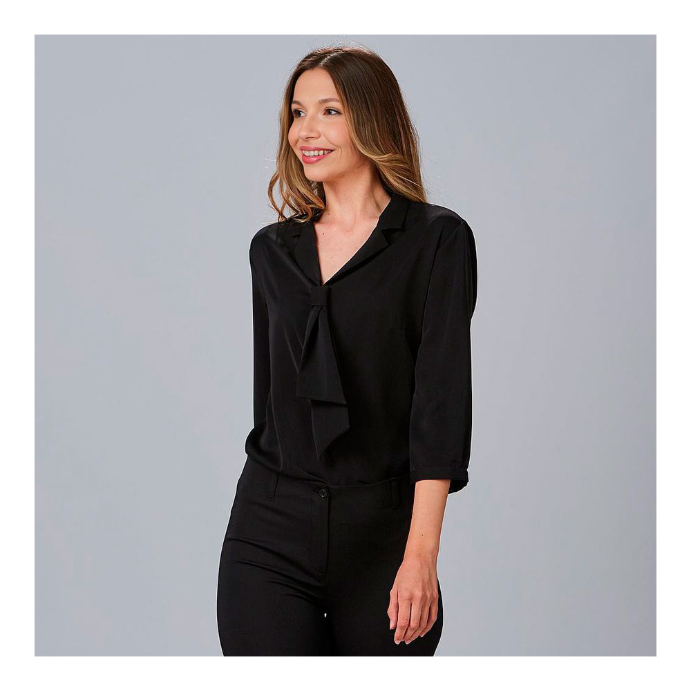 Camisa de trabajo mujer manga rizada Garys 260019 negro