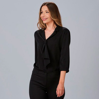 Camisa de trabajo mujer manga rizada Garys 260019 negro