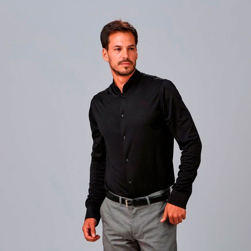 Camisa trabajo hombre cuello mao interlock Garys 260018 negro