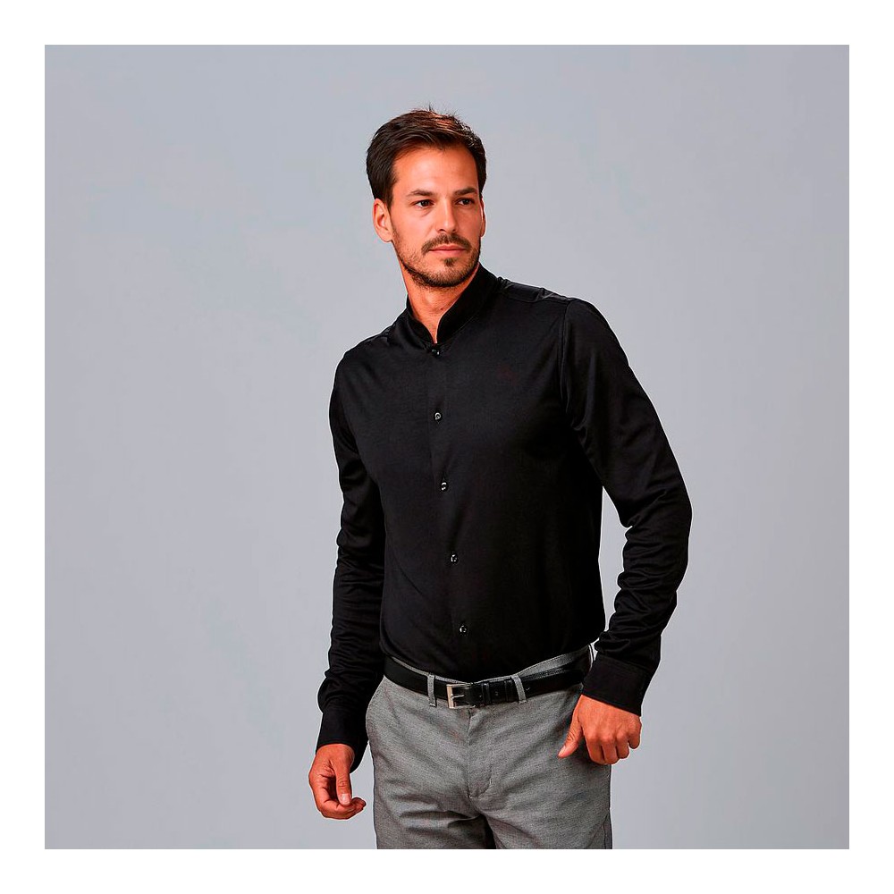 Camisa trabajo hombre cuello mao interlock Garys 260018 negro