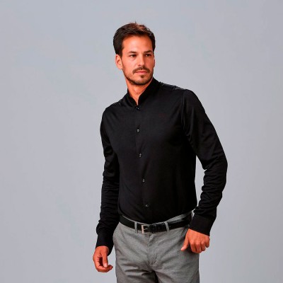 Camisa trabajo hombre cuello mao interlock Garys 260018 negro