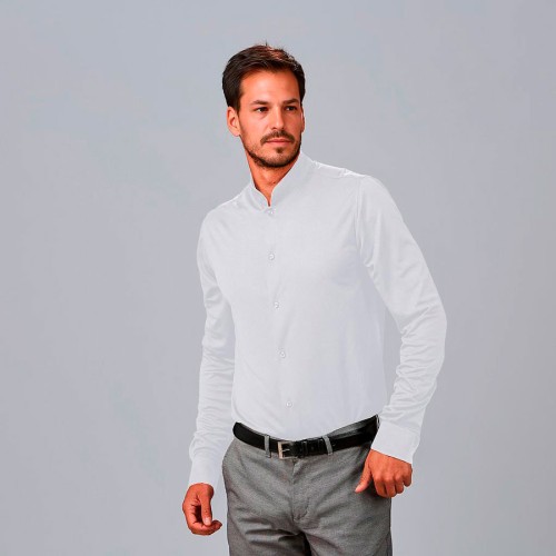 Camisa trabajo hombre cuello mao interlock Garys 260018 blanco