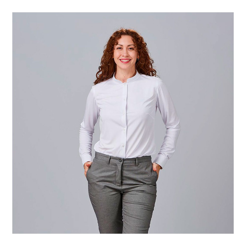 Camisa de trabajo mujer cuello mao interlock Garys 240013 blanco