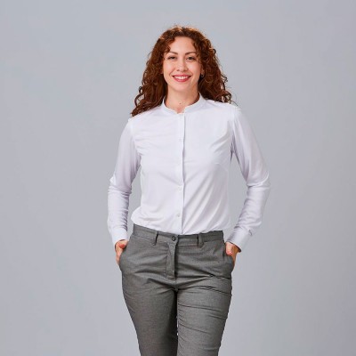 Camisa de trabajo mujer cuello mao interlock Garys 240013 blanco