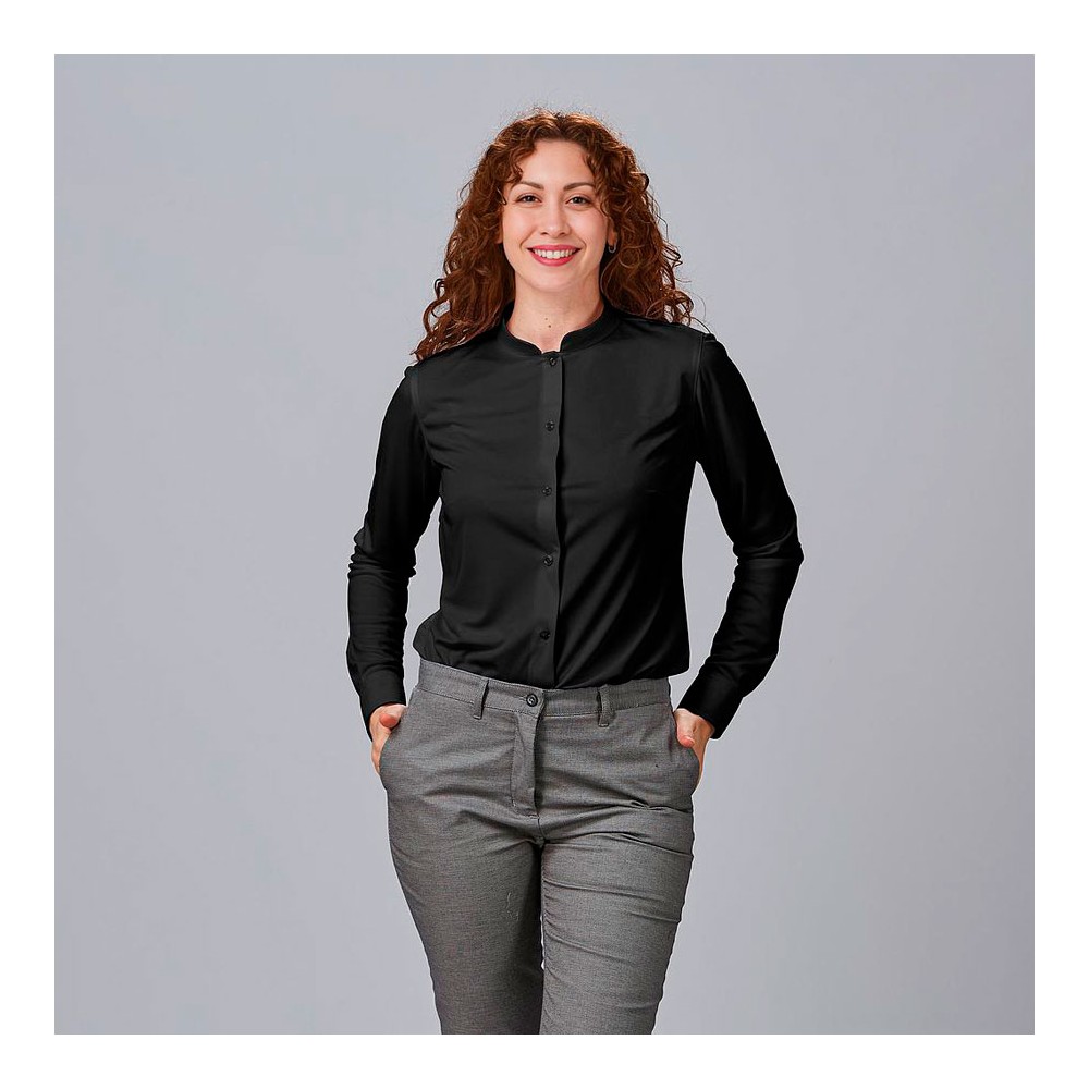 Camisa de trabajo mujer cuello mao interlock Garys 240013 negro