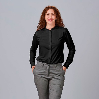 Camisa de trabajo mujer cuello mao interlock Garys 240013 negro