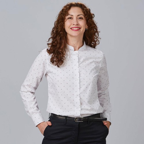 Camisa laboral mujer estampada ginevra Garys 240027 Blanca