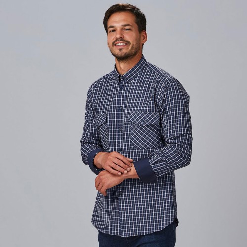 Camisa de trabajo hombre cuadros marino Garys 260025