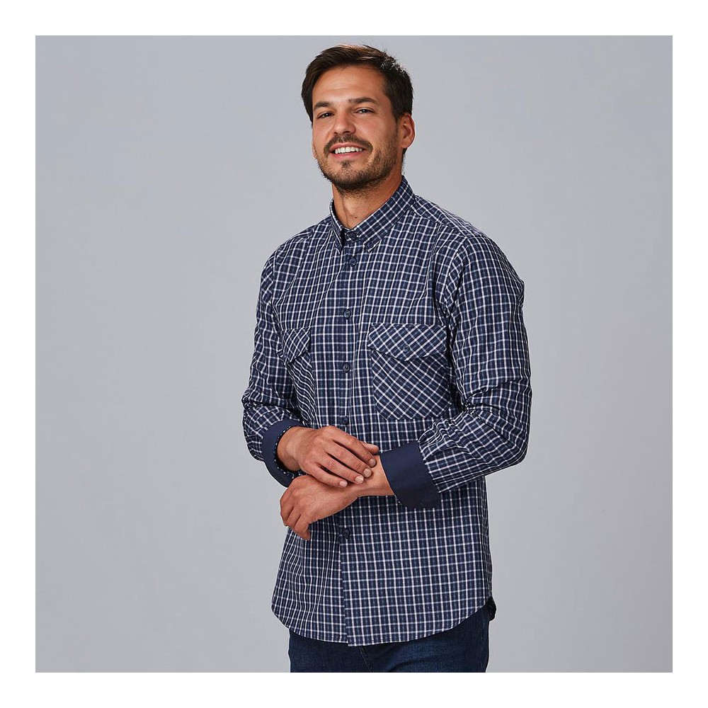 Camisa de trabajo hombre cuadros marino Garys 260025