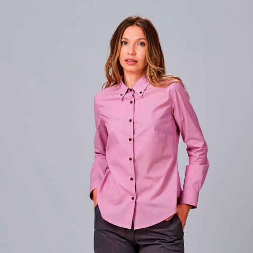 Camisa de trabajo moderna de mujer lisa de manga buedeos