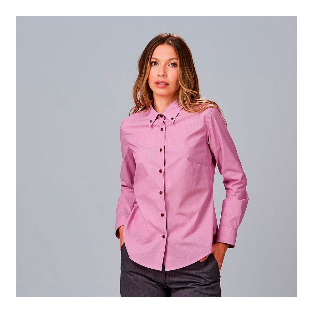 Camisa de trabajo moderna de mujer lisa de manga buedeos
