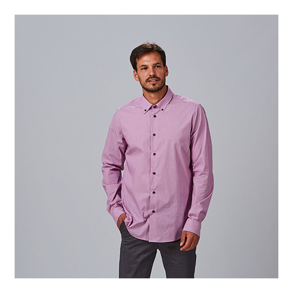 Camisa laboral de hombre clásica antiarrugas de manga larga burdeos
