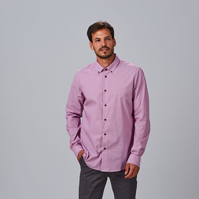 Camisa laboral de hombre clásica antiarrugas de manga larga burdeos