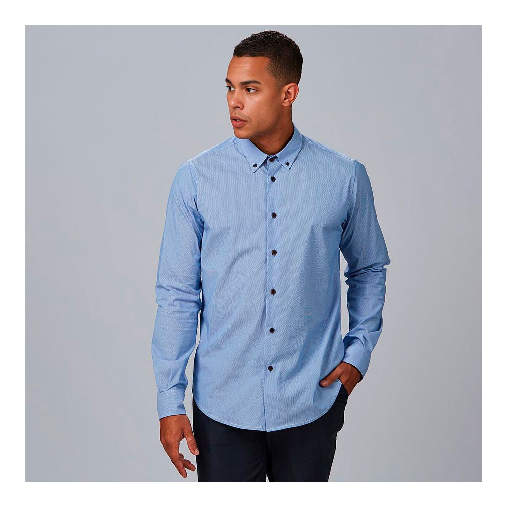 Camisa laboral de hombre clásica antiarrugas de manga larga marino