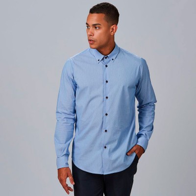 Camisa laboral de hombre clásica antiarrugas de manga larga marino