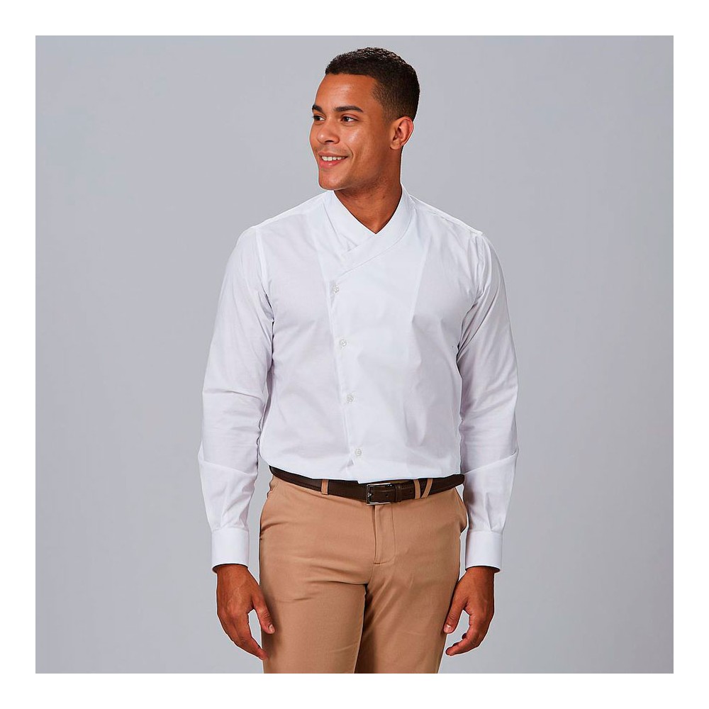 Camisa de cocinero cuello mao marcello Garys 260015 blanco