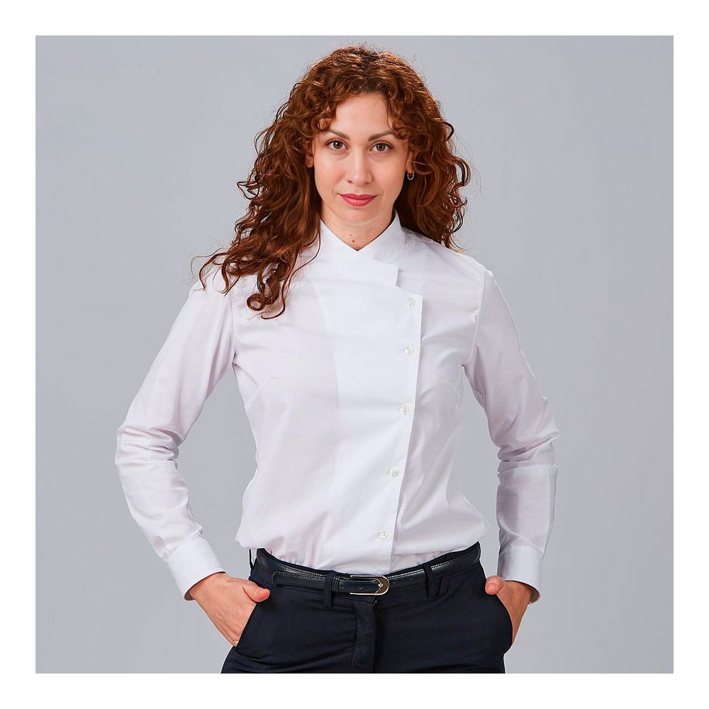 Camisa de cocinera cuello mao angelica Garys 240022 blanco