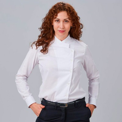 Camisa de cocinera cuello mao angelica Garys 240022 blanco