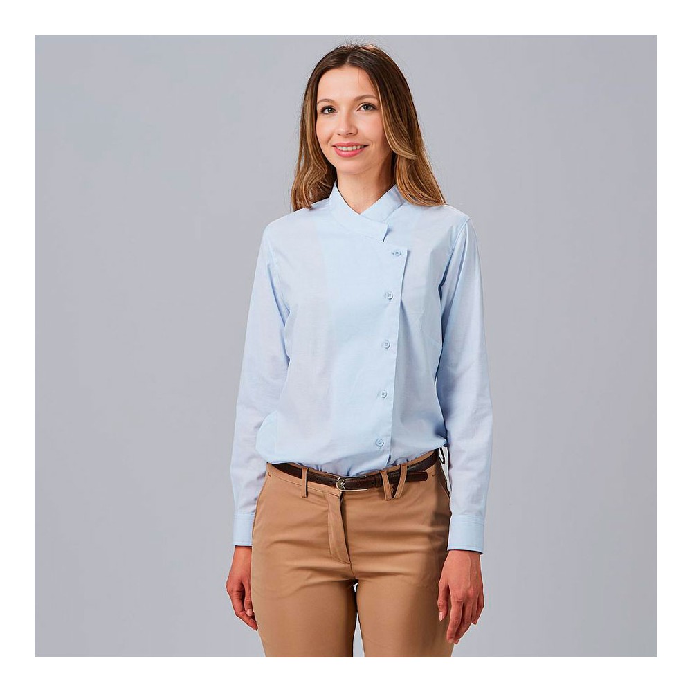 Camisa de cocinera cuello mao angelica Garys 240022 Celeste