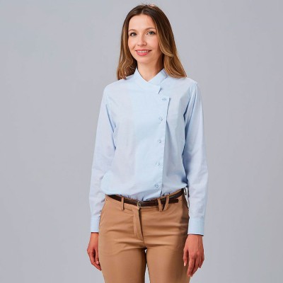 Camisa de cocinera cuello mao angelica Garys 240022 Celeste