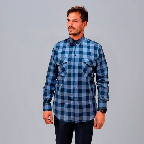 Camisa laboral hombre de cuadros celeste augusto Garys 260032
