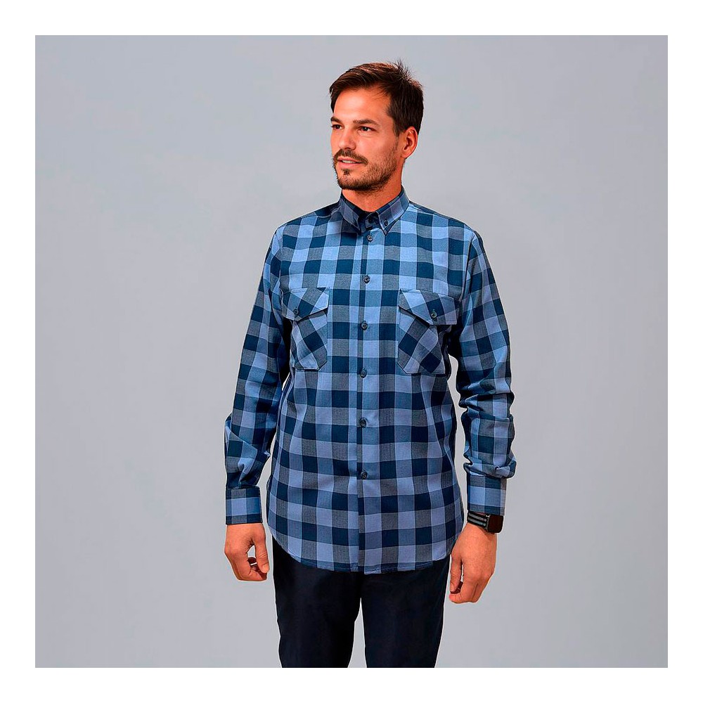 Camisa laboral hombre de cuadros celeste augusto Garys 260032