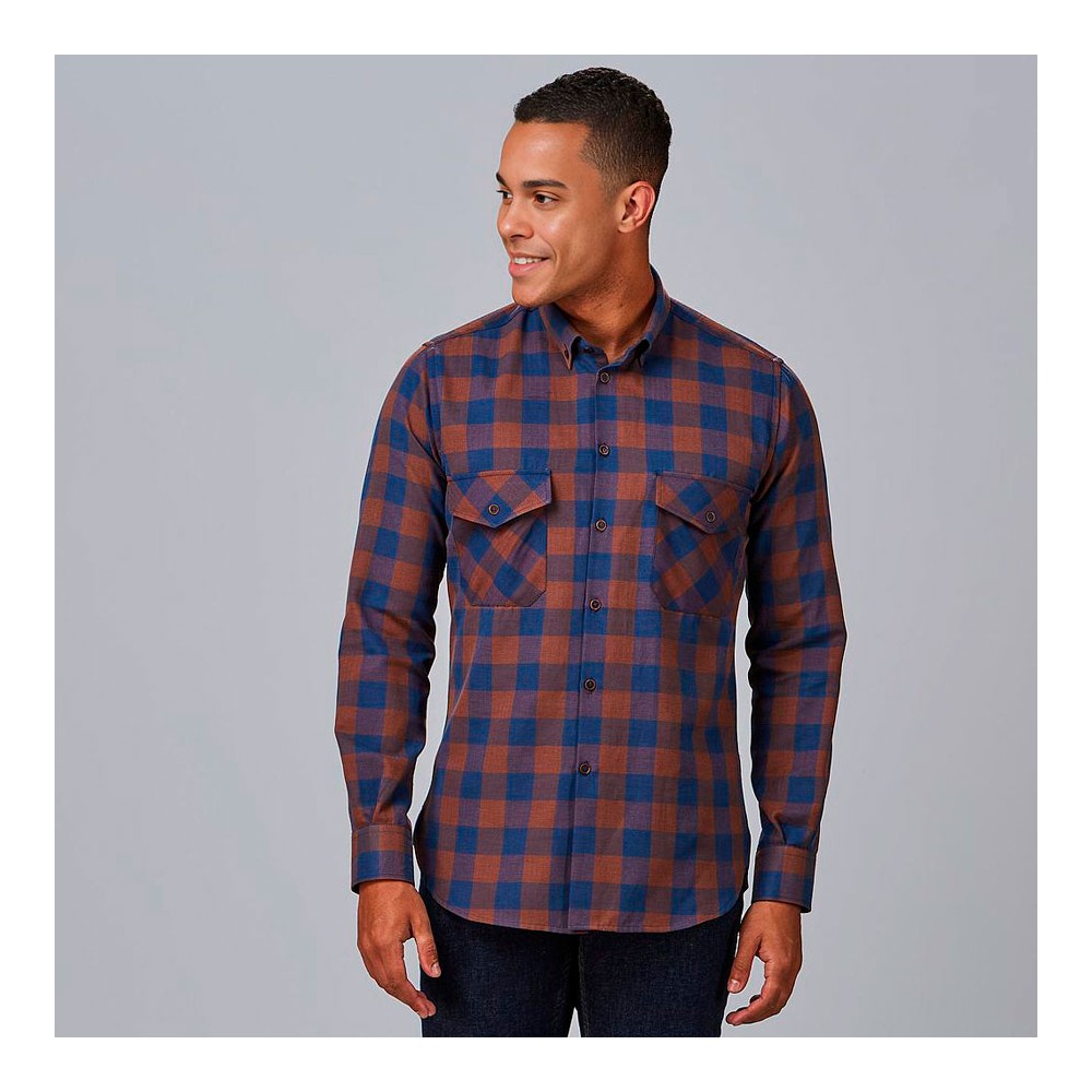 Camisa laboral hombre de cuadros marron augusto Garys 260032