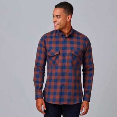 Camisa laboral hombre de cuadros marron augusto Garys 260032