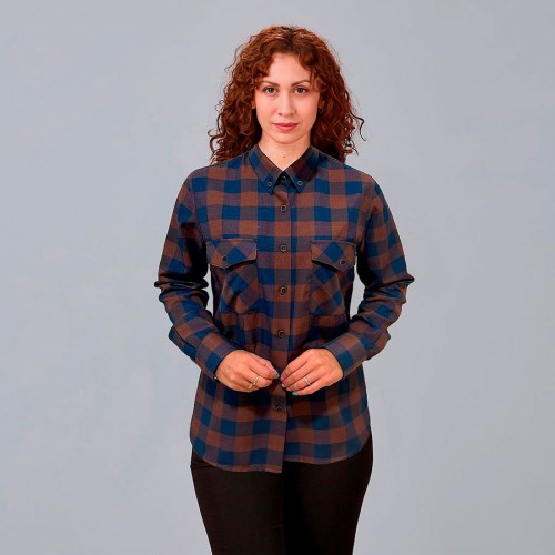 Camisa laboral mujer de cuadros marron alice Garys 290024