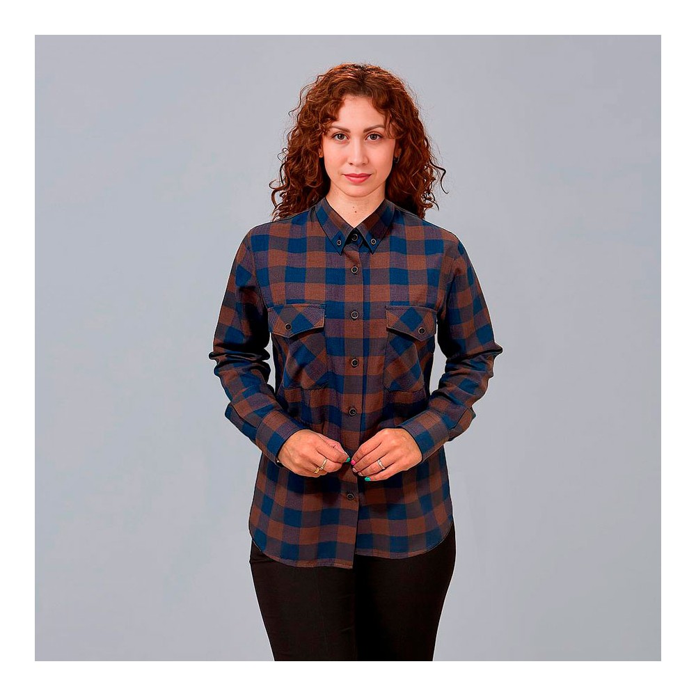 Camisa laboral mujer de cuadros marron alice Garys 290024