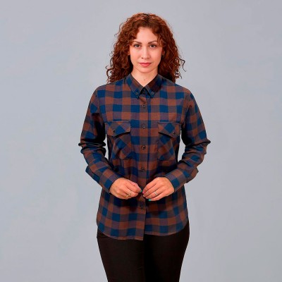 Camisa laboral mujer de cuadros marron alice Garys 290024