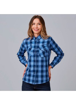 Camisa laboral mujer de cuadros celeste alice Garys 290024