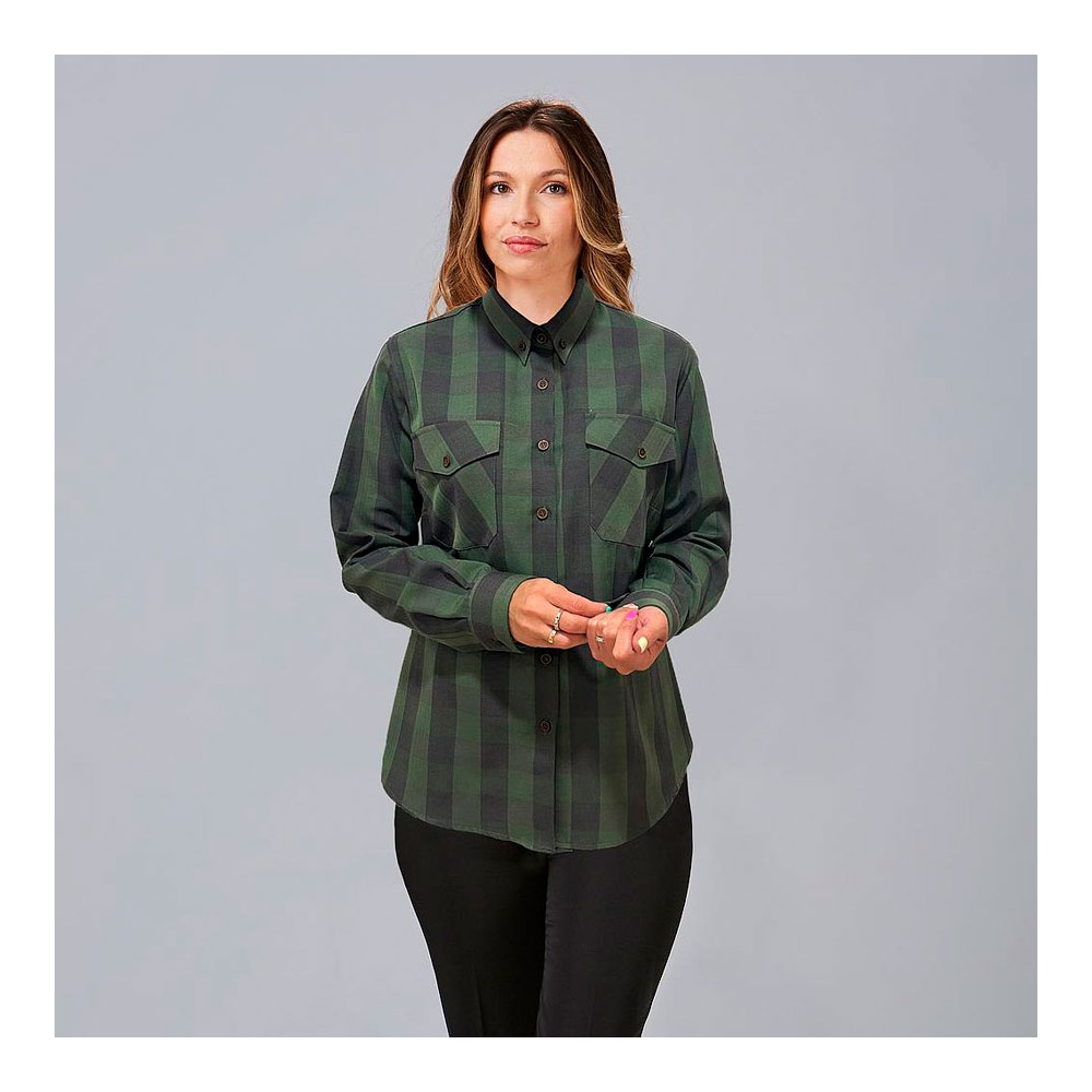 Camisa laboral mujer de cuadros verde caqui alice Garys 290024