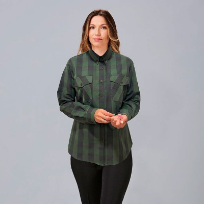 Camisa laboral mujer de cuadros verde caqui alice Garys 290024