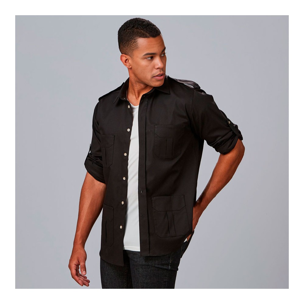 Camisa de peluquería unisex Garys 600054 Negra