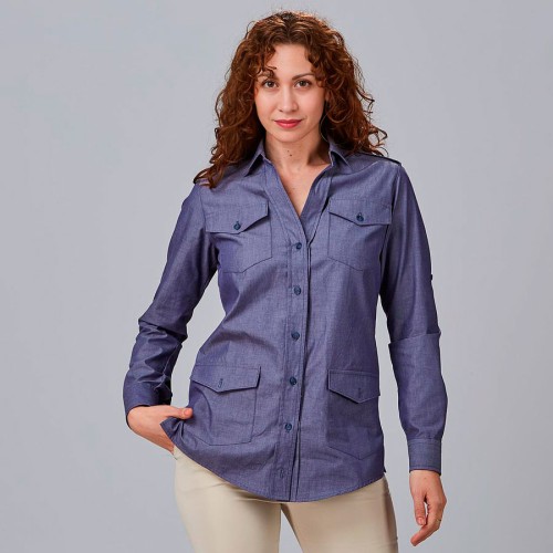Camisa trabajo mujer 100% algodón Garys 240014 Marino