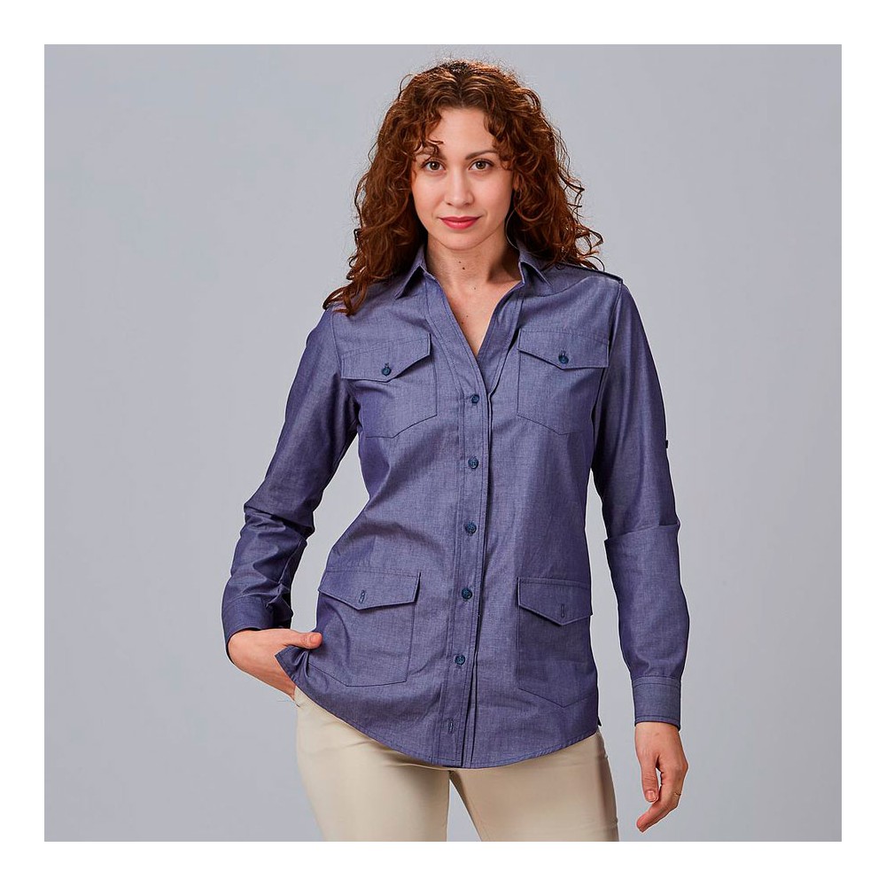 Camisa trabajo mujer 100% algodón Garys 240014 Marino