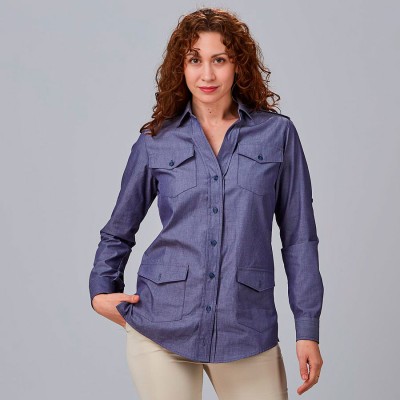 Camisa trabajo mujer 100% algodón Garys 240014 Marino