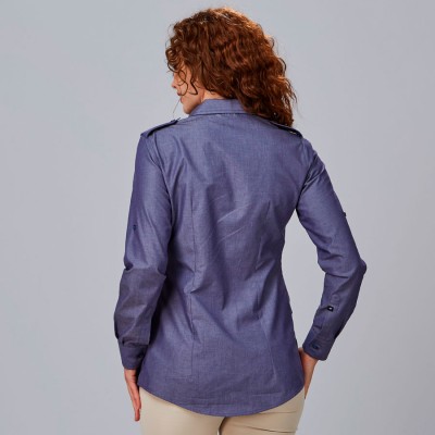 Camisa trabajo mujer 100% algodón Garys 240014 Marino