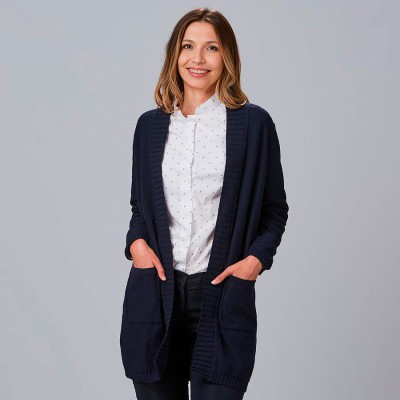 Rebeca de trabajo larga de mujer de punto Marino